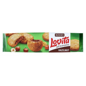 Biscuiti umpluti cu crema de alune Roshen Lovita 170g, NM21836