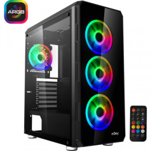 Carcasa PC nJoy Arena, ARGB, Middle tower, ATX, deschidere laterala, NM/ CSMD-E000UAN-BL01B, Negru - Img 2
