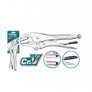 Cleste cu blocare Total THT191005/NM, bacuri drepte 10", maner plastic, HRC52-HRC60, placat nichel, Argintiu