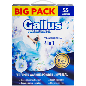 Detergent automat pudra Gallus Profesional 4 in 1, 55 spalari, 3.05 kg, Albastru - Img 2