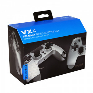 Gioteck - VX4 Premium Wired Controller with mini-jack port VX4 Titanium Grey for PS4 & PC MULT Multi-Platform