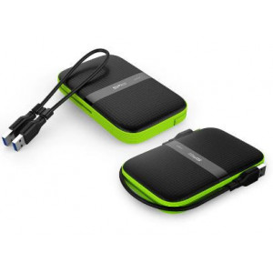 HDD extern portabil Silicon Power Armor A60, 5 TB, USB 3.2, rezistent la zgarieturi, NM/ SP050TBPHDA60S3K, Negru/Verde