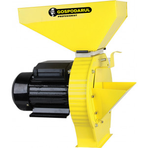 Moara electrica pentru cereale, legume si fructe Gospodarul Profesionist PMP0044/NM, 2.5 Kw, 200 kg/h, 3000 Rpm, cuva metalica mare, Galben/Negru - Img 2