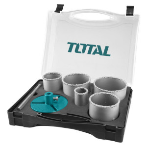 Set 7 accesorii carote zidarie Total TACSH2071/NM, dimensiuni 33-83 mm, Argintiu