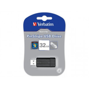Stick memorie Verbatim Store 'n' Go PinStripe 32GB, USB 2.0, Black