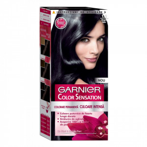 Vopsea de par permanenta cu amoniac Garnier Color Sensation 1.0 Negru Onix, 110 ml