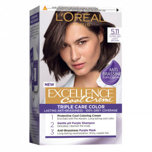 Vopsea de par permanenta cu amoniac L'Oreal Paris Excellence Cool Creme 5.11 Ultra Ash Light Brown, 192 ml