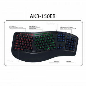 Adesso Tru-Form 150  3-Color Illuminated Ergonomic keyboard USB - Img 10