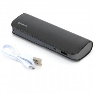 Baterie externa Platinet 7200 mAh, Li-Ion, piele + cablu microUSB, NM/ PMPB72LB, Negru - Img 1
