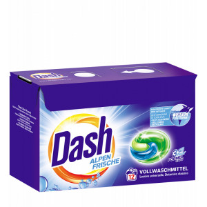 Detergent automat capsule Dash 3 in 1 Alpen Frische , 12 spalari, Albastru - Img 1