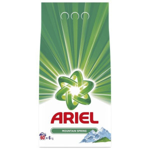 Detergent automat pudra Ariel Mountain Spring, 60 spalari, 6 kg, Alb/Verde - Img 1