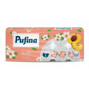 Hartie igienica Pufina Soft Piersica, 10 role, 2 straturi Alb