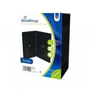 MediaRange DVD case for 2 discs, black, 14mm, 5 pack