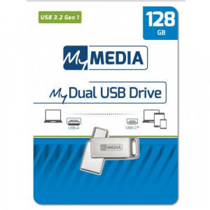 Memorie USB 3.2 MyMedia Dual 128 GB, 39.7 x 12.2 x 7 mm, NM/ 69271, Argintiu