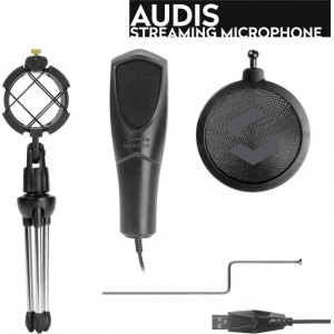 Microfon streaming SpeedLink Audis, 50Hz - 16kHz, omnidirectional, NM/ SL-800012-BK, Negru - Img 1