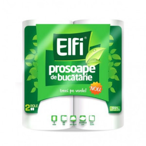 Prosoape de bucatarie Elfi, 2 role, 2 straturi, 50 foi, Alb