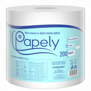 Prosop industrial de hartie Papely, 2 straturi, 200 m, Alb