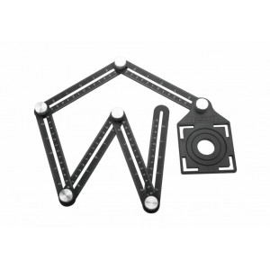 Sablon pentru marcare si gaurire gresie si faianta Tolsen, 6 laturi, 17.5 cm, rigla in cm/inch, NM/ TL-41045, Negru