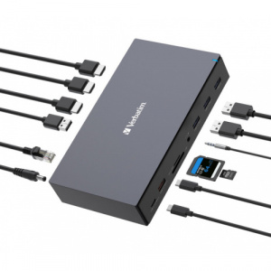 Statie Pro docking Verbatim, 17 porturi CDS-17, USB-C, NM/ 32172, Negru - Img 2
