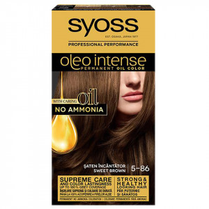 Vopsea de par permanenta fara amoniac Syoss Color Oleo Intense 5-86 Saten Incantator, 115 ml