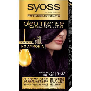 Vopsea de par permanenta fara amoniac Syoss Oleo Intense 3-33 Pruna Bogata, 115 ml