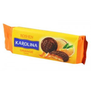 Biscuiti glazurati cu umplutura de jeleu de portocala Roshen Karolina 135g, NM21824