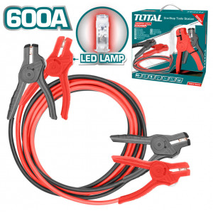 Cabluri de pornire auto Total PBCA16008L/NM, 600A, lungime 3 m, lampa LED, cleste 18x11 cm, diametrul 10 mm, Gri/Rosu