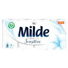 Hartie igienica Milde Sensitive, 3 straturi, 8 role, Alb - Img 1
