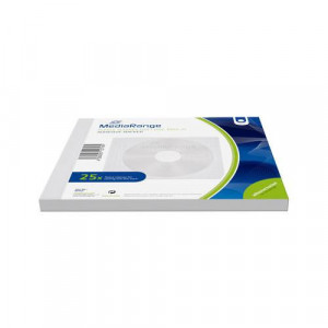 MediaRange fleece sleeves for 1 disc, white, 25 pack