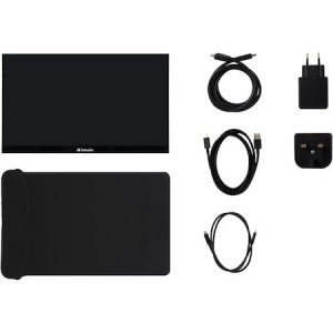 Monitor Portabil Touchscreen LED IPS Verbatim, 14'', Full HD, 6ms, HDR, 2x USB-C, HDMI, USB, Negru - Img 4