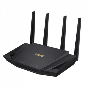Router wireless Asus WiFi 6, AX3000, V2 Trend Micro, Tri-core 1.5 GHz, compatibil ASUS AiMesh, NM/ RT-AX58U, Negru - Img 1