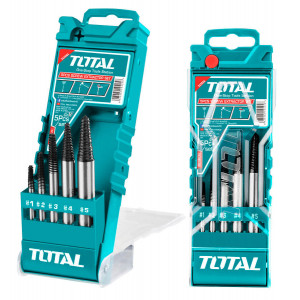 Set 5 bucati extractor de suruburi Total TACSE0056/NM, duritate 48-52 HRC, Argintiu