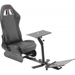 Simulator cabina masina de curse Speedlink Payze, structura din metal, scaun din piele, include unelte pentru asamblare, Negru - Img 1