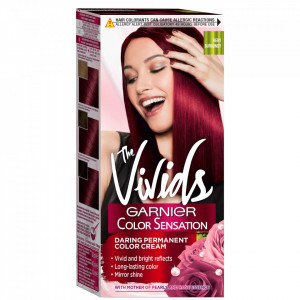 Vopsea de par permanenta cu amoniac Garnier Color Sensation The Vivids cu pigmenti intensi 4.62 Fiery Burgundy, 110 ml