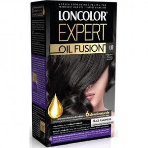 Vopsea de par permanenta Loncolor Expert Oil Fusion 1.0 Negru, 100 ml