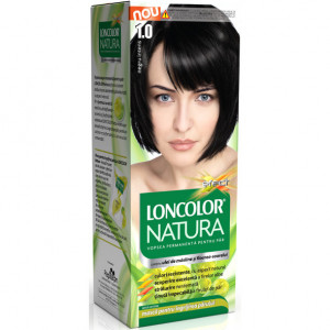 Vopsea de par permanenta Loncolor Natura 1.0 Negru intens, 100 ml
