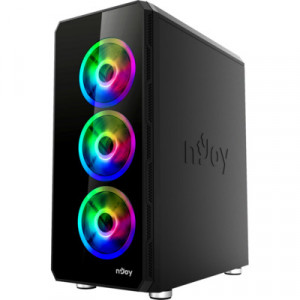 Carcasa PC nJoy Arena, ARGB, Middle tower, ATX, deschidere laterala, NM/ CSMD-E000UAN-BL01B, Negru - Img 1