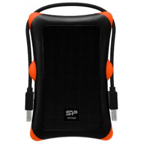 HDD extern portabil Silicon Power Armor A30, 2TB, anti-shock, USB 3.0, NM/ SP020TBPHDA30S3K, Negru/Portocaliu