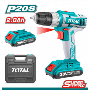 Masina de gaurit cu 2 acumulatori Total, 20V-2.0Ah, Li-ion, 1500 rpm, 45 Nm cuplu maxim, 10 mm, NM/ TDLI200215, Turcoaz