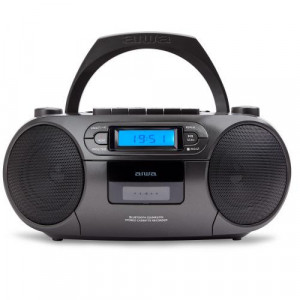 Microsistem audio Aiwa Boombox, Bluetooth, CD, Caseta, 2 x 3 W, NM/ BBTC-550BK, Gri - Img 1