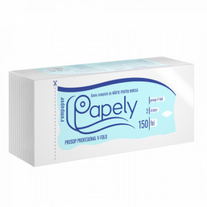Prosop industrial de hartie Papely tip V, 2 straturi, 6 x 150 foi, 25 x 21 cm, Alb - Img 1