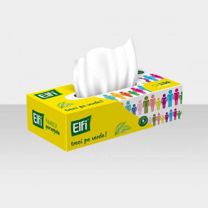 Servetele faciale pop-up Elfi Family, 2 straturi, 21 x 18 cm, 150 buc, Alb