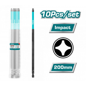 Set 10 biti de impact Total TACIM16PH283/NM, PH2 x 200 mm, Verde/Negru