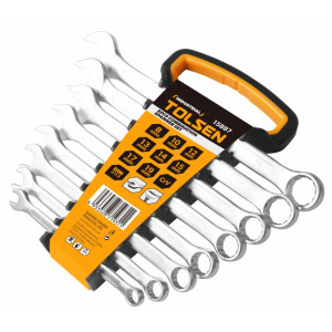 Set de 8 chei de piulite combinate Cr-V Tolsen, 8-19mm, finisaj mat, NM/ TL-15887, Argintiu