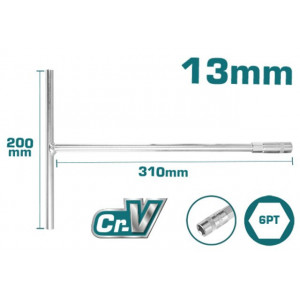 TOTAL - Cheie tubulara cu maner in T - 13mm, 200x3