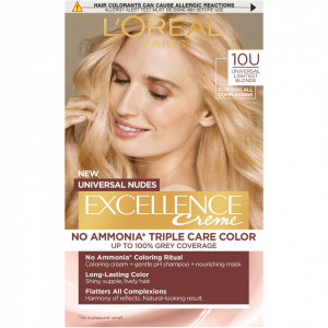 Vopsea de par permanenta fara amoniac L'Oreal Paris Excellence Universal Nudes 10U Lightest Blonde, 192 ml