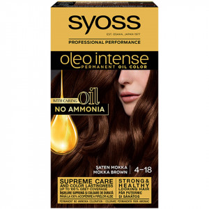 Vopsea de par permanenta fara amoniac Syoss Color Oleo Intense 4-18 Saten Mokka, 115 ml