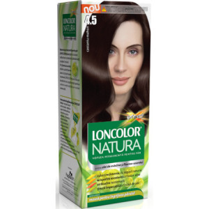 Vopsea de par permanenta Loncolor Natura 4.5 Castaniu mahon, 100 ml