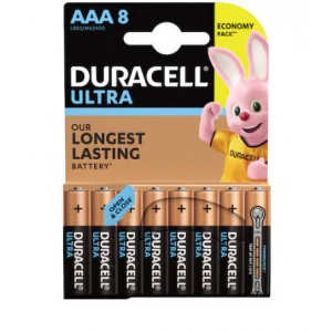Baterii Duracell Ultra AAA, zinc carbon, 8 bucati, NM/ 1.Q.1.A, Negru