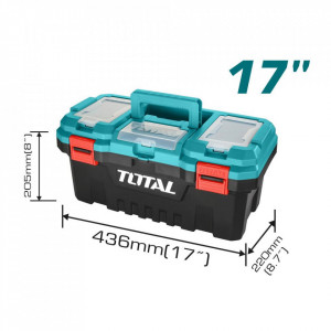 Cutie pentru scule Total TPBX0171/NM, 3 zone de depozitare, capac functie scara, Negru/Verde
